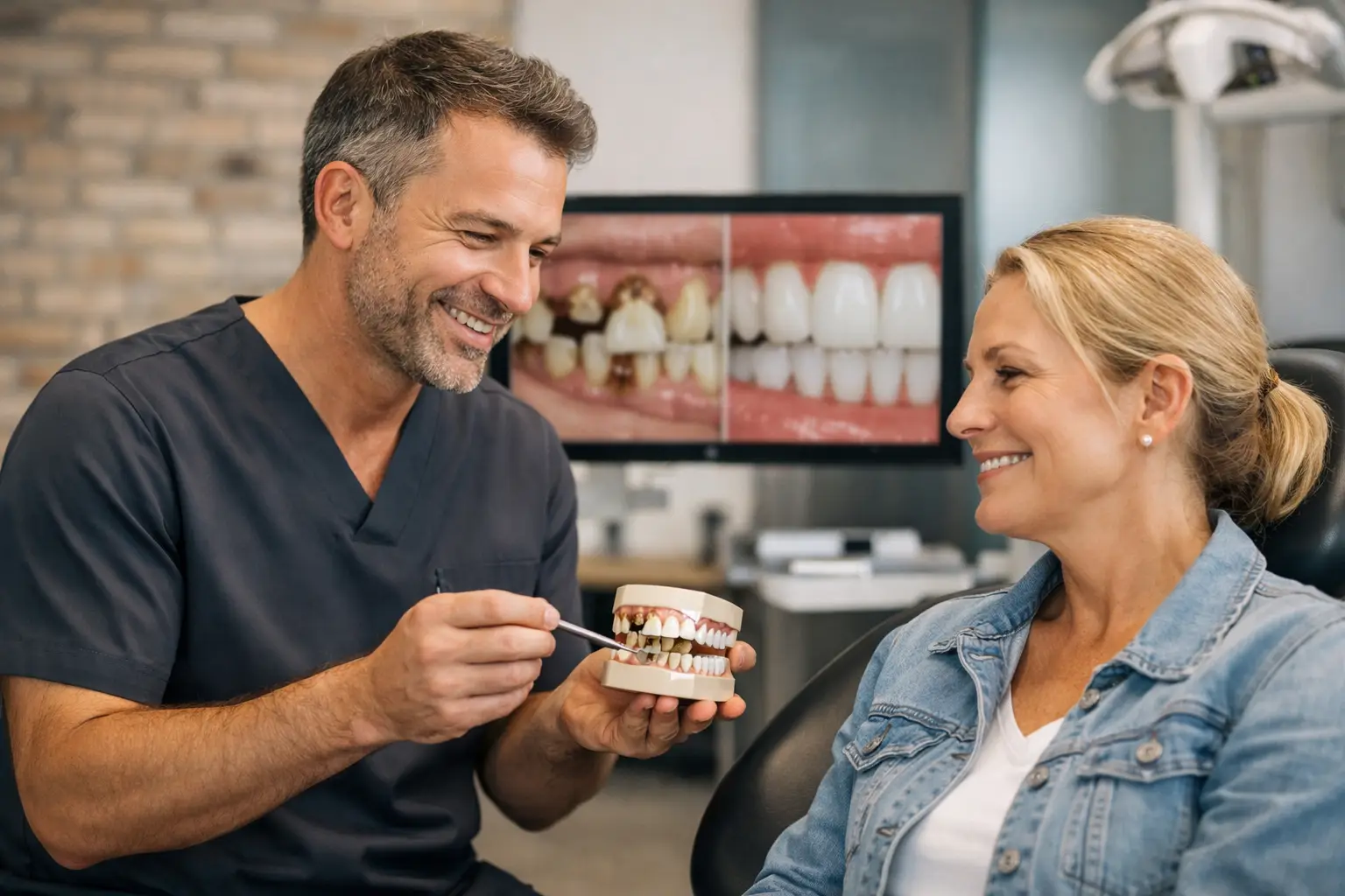 Beispiel Sanierung bei stark zerstörten Zähnen